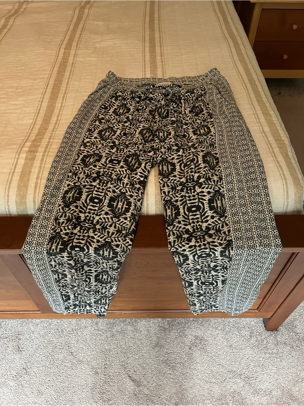 Michael Stars Black and Cream Patterned Harem Pants
